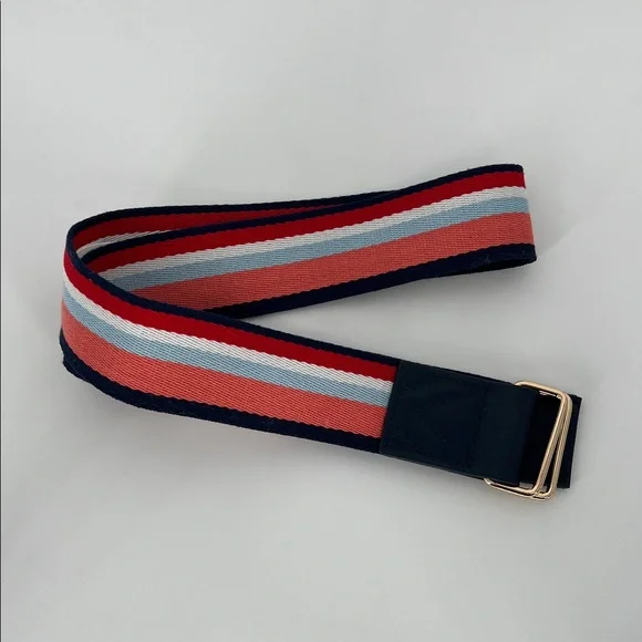 Vineyard Vines Women's Striped Belt in Red, Blue, and White Cowhide - Picture 5 of 6